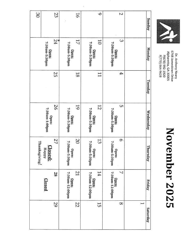 Our Current Appointment Calendar &amp; Scheduling November 2025