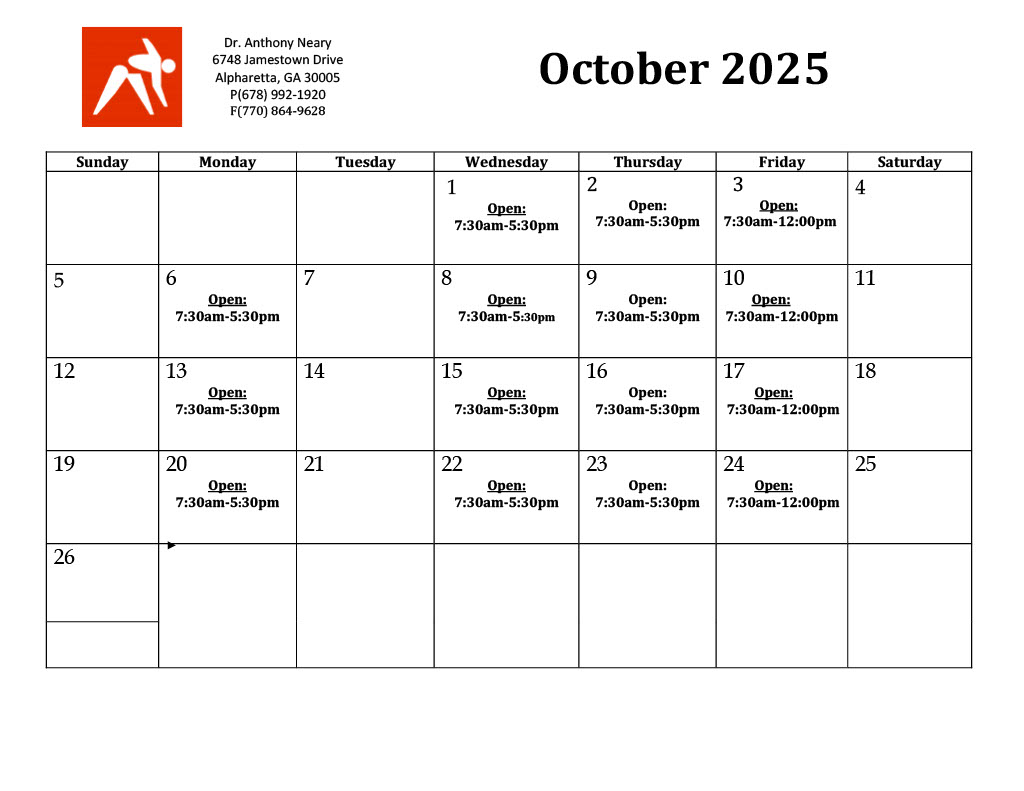 Our Current Appointment Calendar & Scheduling October 2025